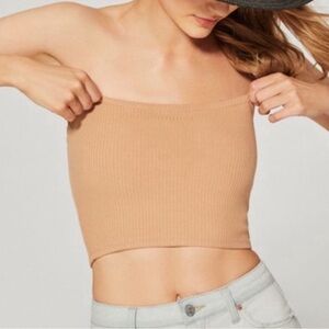 Urban Outfitters Hallie Essential Brown Neutral Ribbed Tube Top Size Large